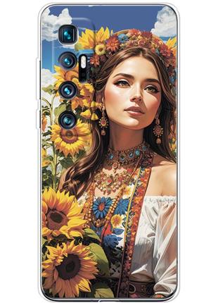 Чехол силиконовый с картинкой на xiaomi mi 10 ultra (патриотический, девушка украинка)