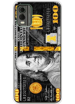 Чехол силиконовый с картинкой на nokia c32 (dollars money)
