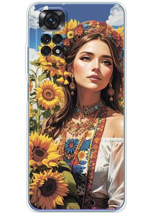 Чохол силіконовий з картинкою на xiaomi redmi note 11s (патріотичний, дівчинка українка)