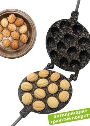 Форма для выпечки орешков орешница с антипригарным гранитным покрытием на 12 орехов1 фото