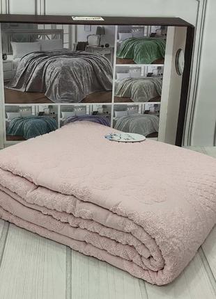 Простынь махровая жаккард евро размер  200 на 220 см cestepe пудровая