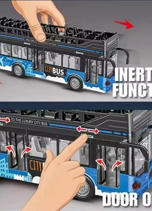 Інерційний двоповерховий автобус іграшковий відчиняються дверцята, світло, звук7 фото