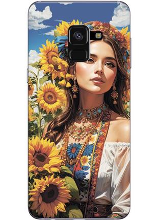 Чохол силіконовий з картинкою на samsung galaxy a8 2018 (a530) (патріотичний, дівчинка українка)
