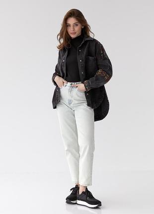 Молодіжна вишита джинсова сорочка, піджак, в чорному кольорі. детальніше: https://natalishop.com.ua/
