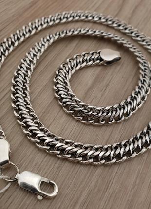 Срібна цепочка чоловіча широка брідж. товстий ланцюг на шию срібло 925. ширина 8,5 мм. довжина 55 см