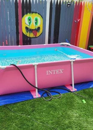 Каркасний прямокутний басейн для дачі intex 220 x 150 x 60 см.4 фото