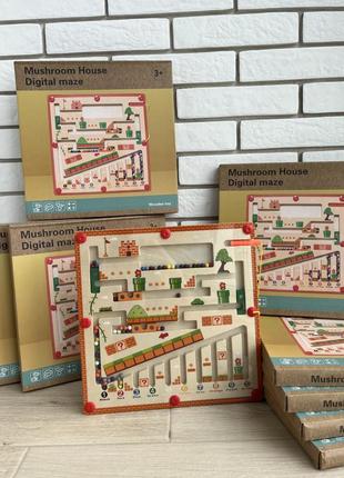 Деревянная настольная развивающая логическая игра магнитный лабиринт сортер монтессори