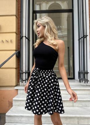 Трендовая юбка-шорты оверсайз кроя в гороховый принт🔥5 фото