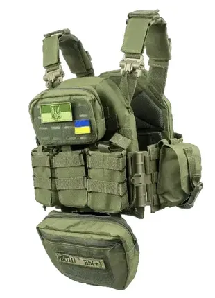 Плитоноска тактическая военный жилет разгрузочный с системой molle и быстрым сбросом 7 подсумков оливковый