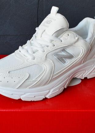 New balance 530 ( бесбренд) кроссовки женские кожаные кожа сетка весенние летние низкие текстильные отменное качествоee баланс белые