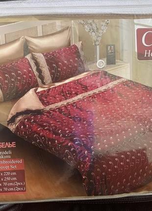 Двоспальний комплект шовковий з вишивкою  carmen home collection
