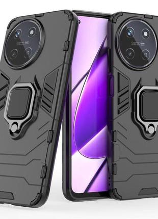 Чехол fiji ring для realme 11 4g (rmx3636) бронированный бампер с кольцом подставкой черный