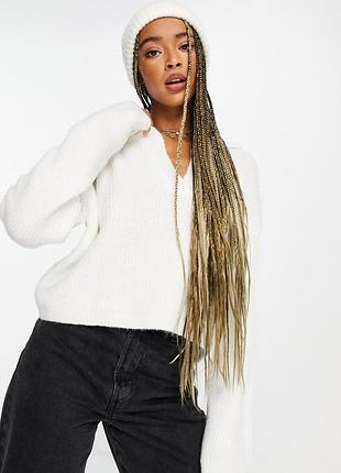 Джемпер topshop knitted v neck in ecru