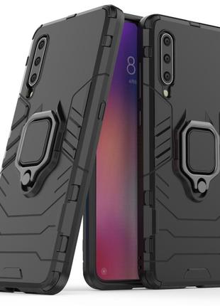 Чехол ring case для xiaomi mi 9 бронированный бампер с кольцом черный