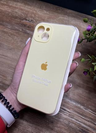 Чехол на iphone (айфон) 14 plus квадратные борта  silicone case full camera apple