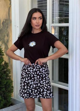 Готовый базовый летний образ👌🌼костюм: юбочка и футболка🤗 юбка также продается отдельно❗футболка юбка
