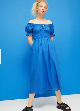 Платье h&amp;m синий хлопок макси новенькое