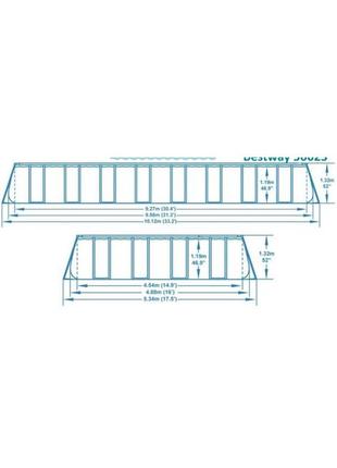 Великий каркасний басейн прямокутної форми bestway довжина 956 см. ширина 488 см. || kilometr+3 фото