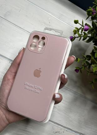 Чехол на iphone (айфон) 12 pro квадратные борта  silicone case full camera apple