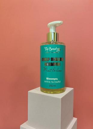 1️<unk> шампунь для глубокого очищения кожи головы «мята-лайм» от top beauty 250ml.
