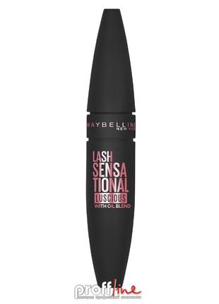 Туш для вій maybelline new york lash sensational luscious with oil blend black чорна, 9.5 мл2 фото