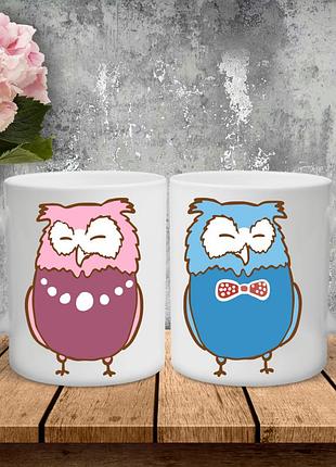 Парные чашки с принтом - совы!