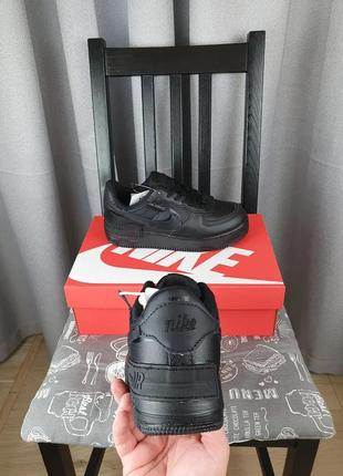 Чорні nike air force 1 black shadow кроси жіночі. кросівки репл.  найк аір форс шедоу чорні для дівчат3 фото