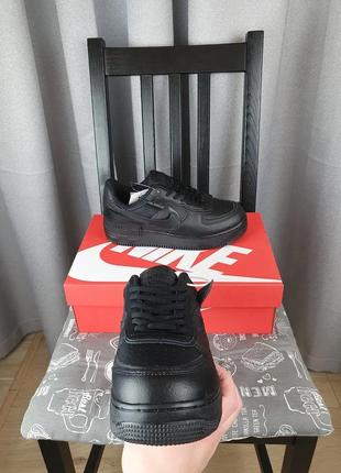 Чорні nike air force 1 black shadow кроси жіночі. кросівки репл.  найк аір форс шедоу чорні для дівчат5 фото