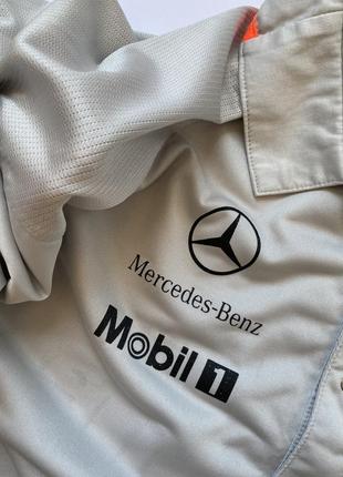 Мужская футболка поло mercedes benz серого цвета8 фото
