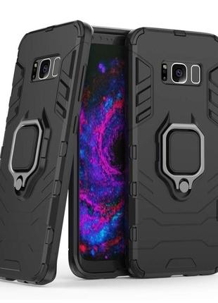 Чехол fiji ring для samsung s8 plus (g955) бронированный бампер с кольцом подставкой черный