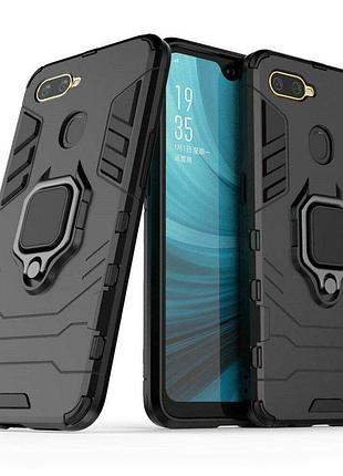Чехол fiji ring для oppo a12 бронированный бампер с кольцом черный