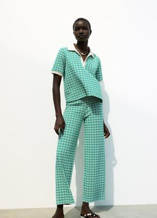 Трикотажный костюм футболка поло и штаны zara