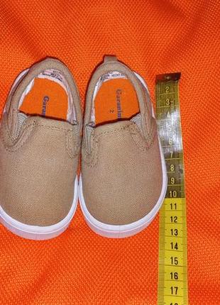 Garanimals кеды слипоны девичьи мальчишеские бежевые,кеды слипоны для девочки,мальчика 17,5г,стелька 11 см