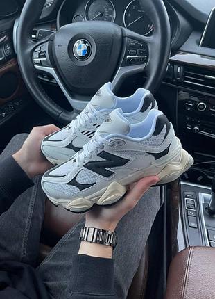 New balance 9060 white black premium, женские кроссовки белые весна-осень, жэнкие кроссовки, Кроссовки мужские белые