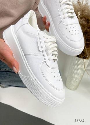 Кеды на утолщенной подошве кожаные