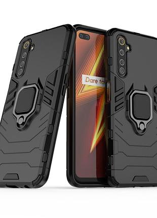 Чохол ring case для realme 6 pro броньований бампер з кільцем чорний