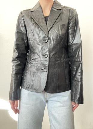 Кожаный пиджак черный жакет кожаный блейзер черный пиджак оверсайз жакет винтажный пиджак