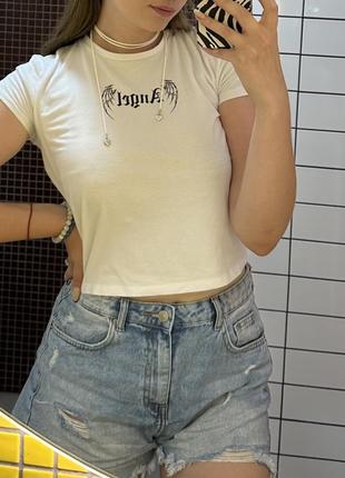 Укорочена футболка бавовна cropp angel