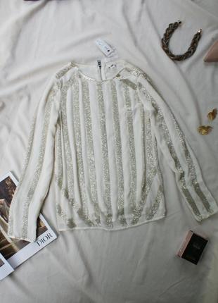 Брендова блуза святкова красива оздоблена бісером від river island