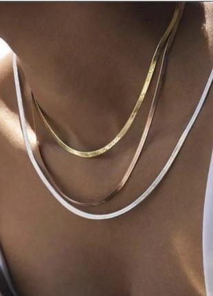 Вінтажний срібний плоский чокер кольє ланцюжок зі срібла італія вінтаж 80ті срібло 925 як золото