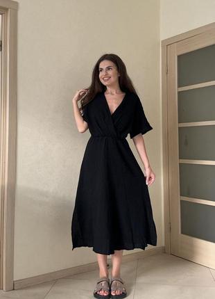 Нежное легкое женское платье с коротким рукавом с имитацией запаха