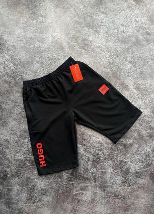 Мужские шорты hugo boss черные на лето хлопковые хьюго босс (b)