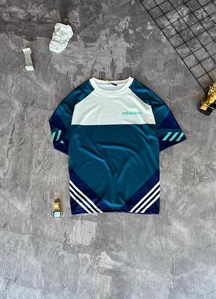 Мужская футболка оверсайз adidas синяя спортивная летняя тенниска адидас на лето (b)