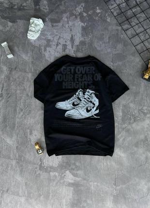 Мужская оверсайз футболка nike черная с логотипом хлопковая летняя тенниска найк спортивная на лето (b)
