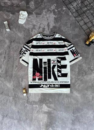 Мужская оверсайз футболка nike белая с логотипом хлопковая летняя тенниска найк спортивная (b)