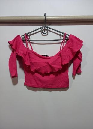 Укороченная трикотажная блузка топ размер l2 фото