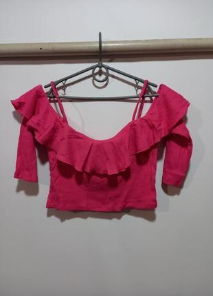 Укороченная трикотажная блузка топ размер l