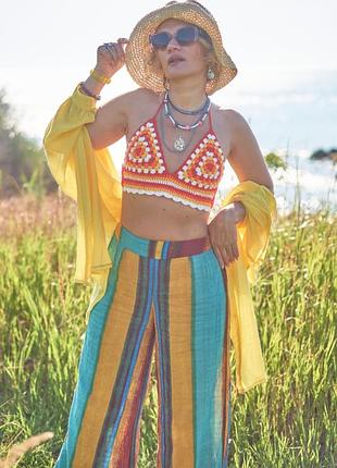 Брюки палаццо в полоску