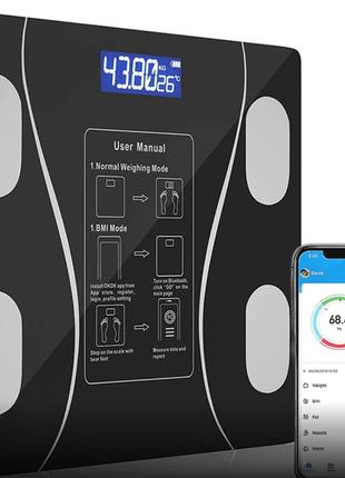 Напольные умные фитнес весы bluetooth до 180 кг a-8003 / смарт весы с приложением