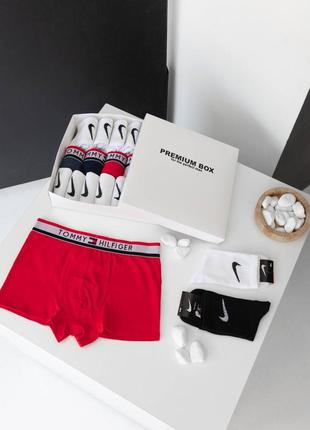 Комплект 5 штук белья + 12 пар носков с коробкой tommy hilifiger lacoste ck